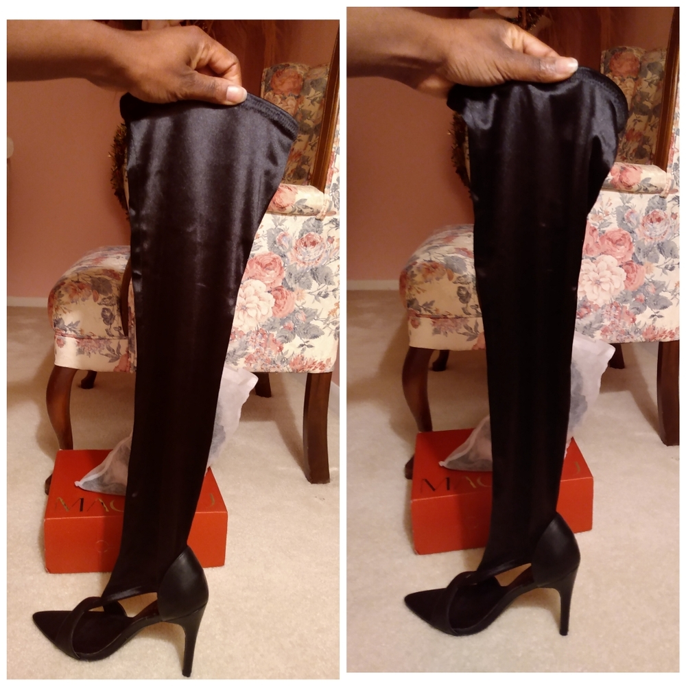 SOLD - Over the knee Polyester Geometric Heel 8.5 - Picture 2 of 8